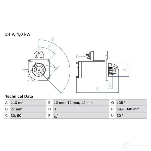 Стартер BOSCH 330937 AIQEPTI 0986011330 113 3