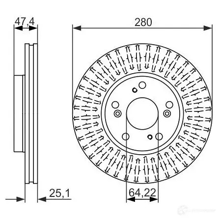 Тормозной диск BOSCH BD1470 E1 90 R - 02C0074/0449 0986479625 339842