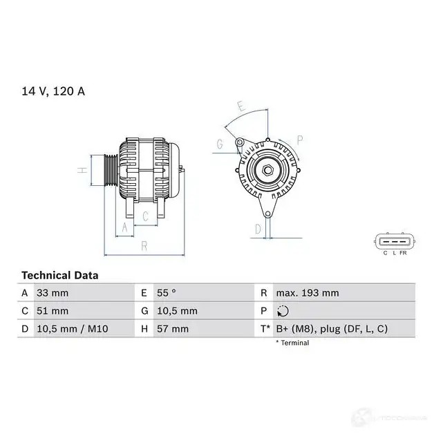 Генератор BOSCH 0986083830 1425142180 8 383 4RKXAR