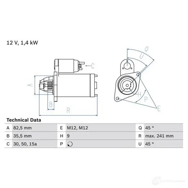 Стартер BOSCH 0986013600 13 60 MFKKHY 331064