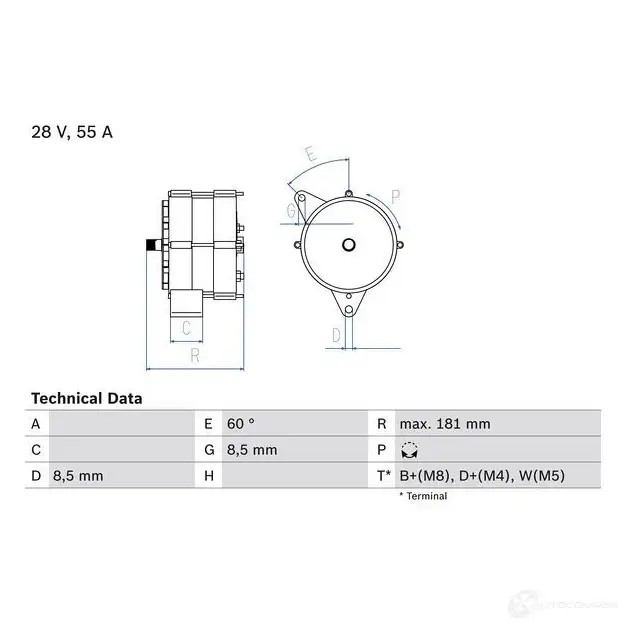 Генератор BOSCH 332159 3 443 0986034430 YVE28R