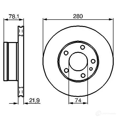 Тормозной диск BOSCH BD42 0986478041 E1 90 R - 02C0074/0456 338708