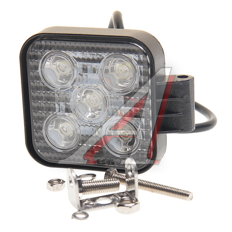 Фара рабочего света квадратная 85х85x38мм 20Вт (5 LED) рассеянный свет (Flood) 12-24V MEGAPOWER