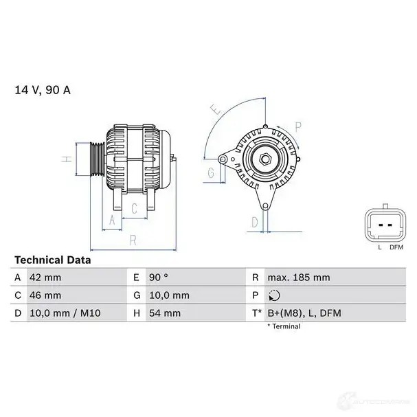 Генератор BOSCH 333254 8 019 C1F7T 0986080190