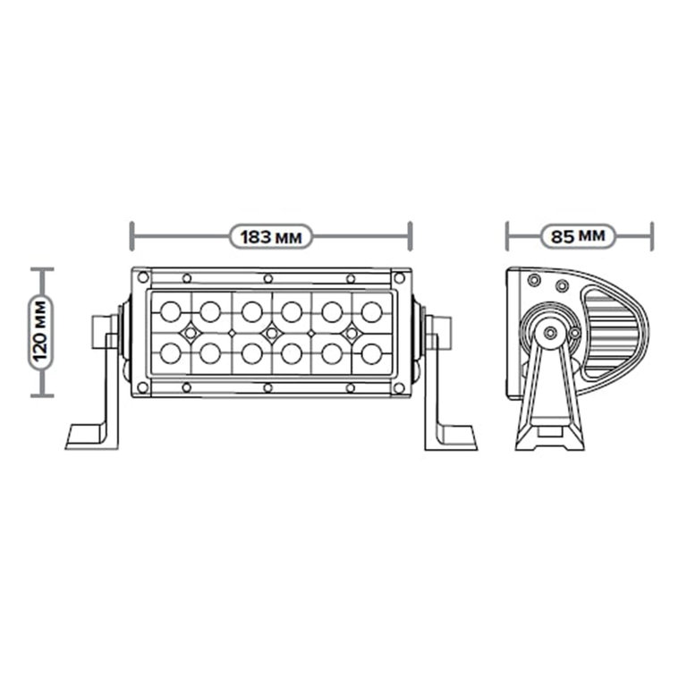 Балка светодиодная 12/24V 36W (12 светодиодов) 183х120х85 направленный свет AVTOELECTRICA
