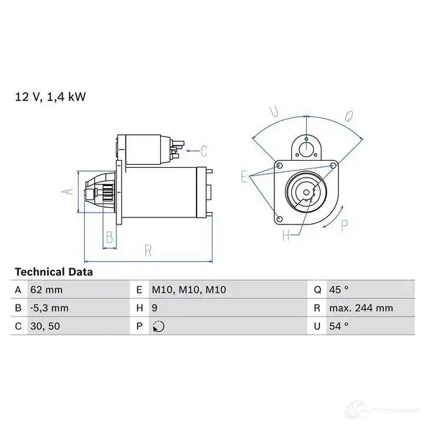 Стартер BOSCH 331219 WDX4BN 0986016120 1 612