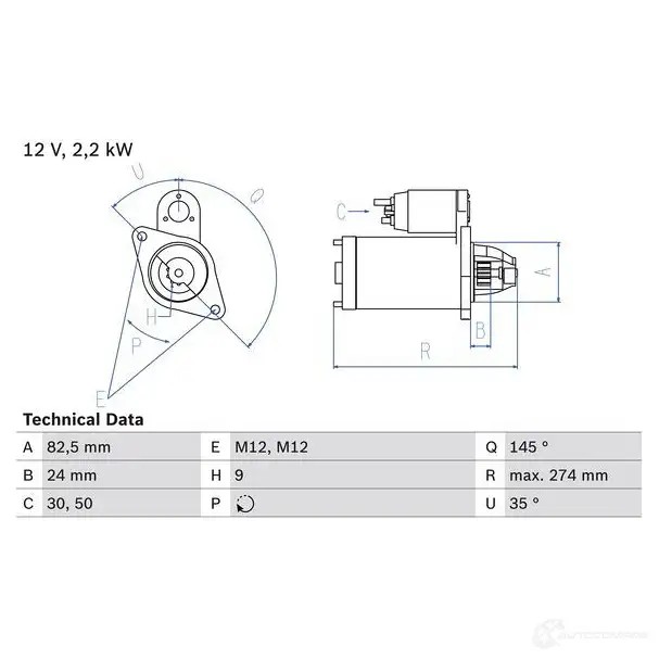 Стартер BOSCH ZCLYT 0986018250 1 825 331391