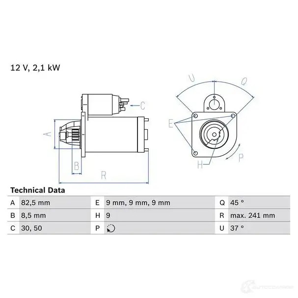 Стартер BOSCH 331453 R6T0NZ 189 0 0986018900