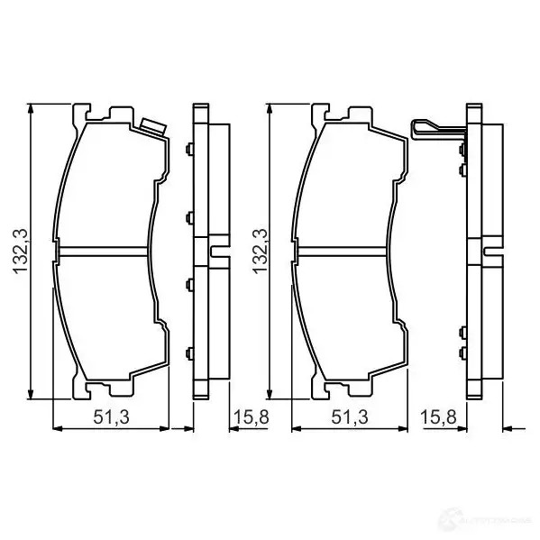 Тормозные колодки, комплект BOSCH 342780 21754 0986495265 BP1569