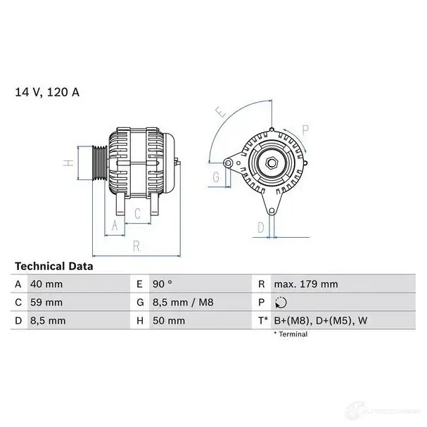 Генератор BOSCH 0986038950 332443 U20SDJ 38 95