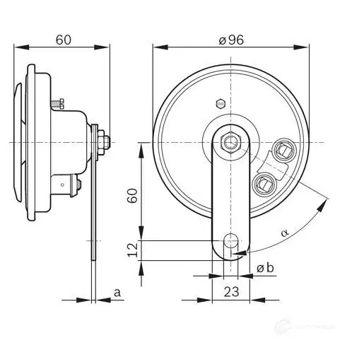 Пневматический звуковой сигнал BOSCH 0986320148 EV5JQWY FC4 TYPE B 285 DEG, 12V LOW; BLACK 1423141716