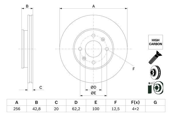 Тормозной диск BOSCH 1440044686 Z F8QR82 0 986 479 G86