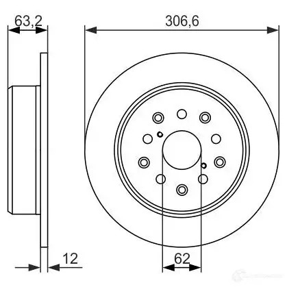 Тормозной диск BOSCH 339591 0986479339 BD1 190 NS2TL60