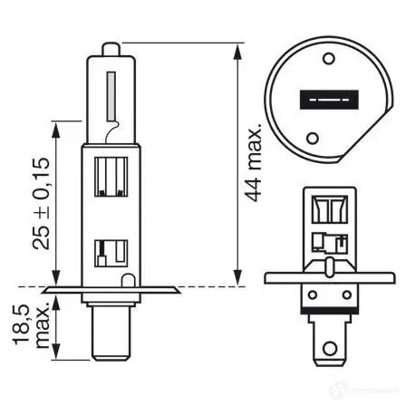 Лампа галогеновая H1 P14.5S 70 Вт 24 В BOSCH 1987302860 U4 1TL 350532