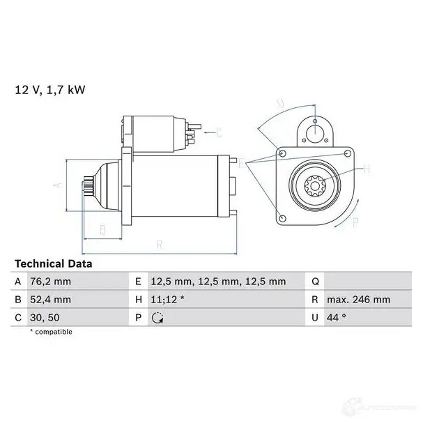 Стартер BOSCH 331803 2 410 0986024100 GYTQI