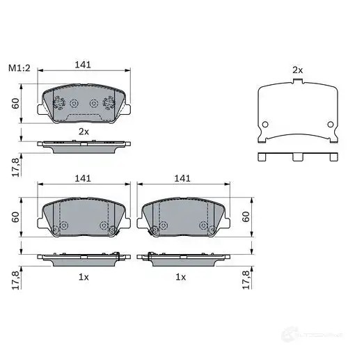 Тормозные колодки, комплект BOSCH 1437243564 KI 26GZ 0986494671