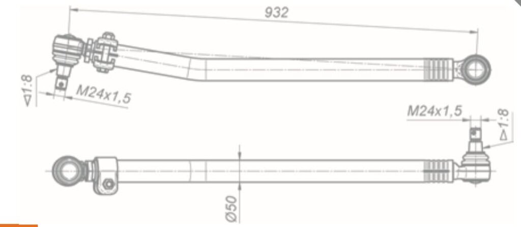 Тяга рулевая КАМАЗ-65801 продольная ROSTAR