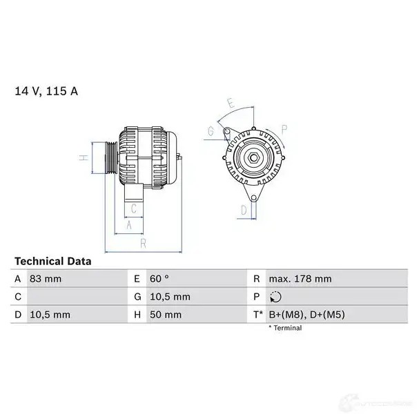Генератор BOSCH 332626 0986041320 4 132 SR0101543202