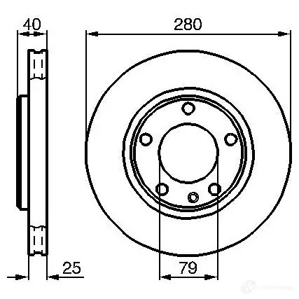 Тормозной диск BOSCH E1 90 R - 02C0074/0452 339253 0986478890 BD789