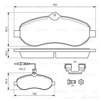 Тормозные колодки, комплект BOSCH 0986494163 342160 24608 BP1074