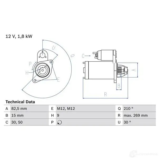 Стартер BOSCH 1 624 331230 0S271SD 0986016240