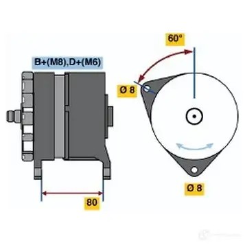 Генератор BOSCH 76U5Z7P 0120469878 304790 N1 (-) 14V 34/90A