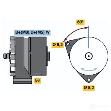 Генератор BOSCH 304758 N1 (-) 14V 29/90A 0120469545 Q386PM