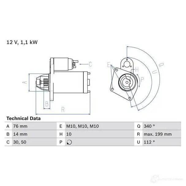 Стартер BOSCH 2 090 5TZZPF6 0986020900 331591