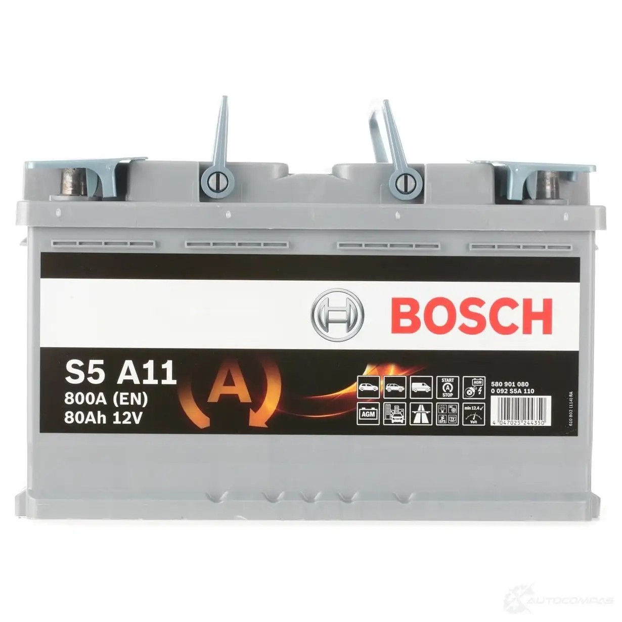 Аккумулятор 80 ач обратная 800 а 12 в agm s5 a05 315x175x190 BOSCH S5 A11 12V 800A 80AH 0092S5A110 304359