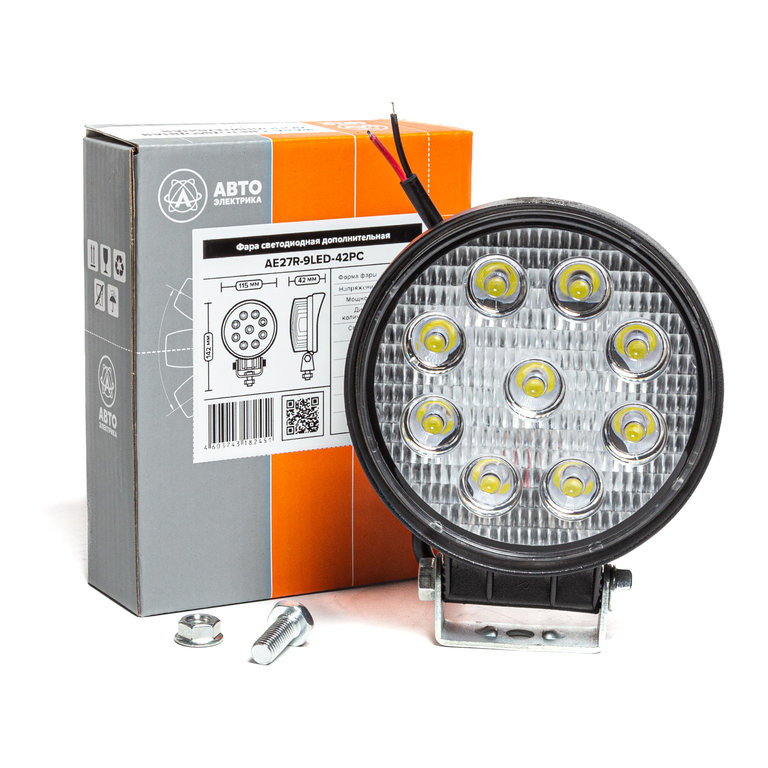 Фара рабочего света круглая 115х142x42мм 27W 9LED (рассеянный свет) AVTOELECTRICA