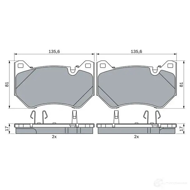 Тормозные колодки, комплект BOSCH 1438405590 4 JDJF 0986424965