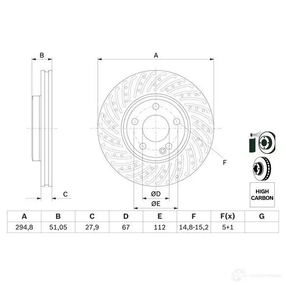 Тормозной диск BOSCH 0986479a02 BD 1689 340153 YQ0MT