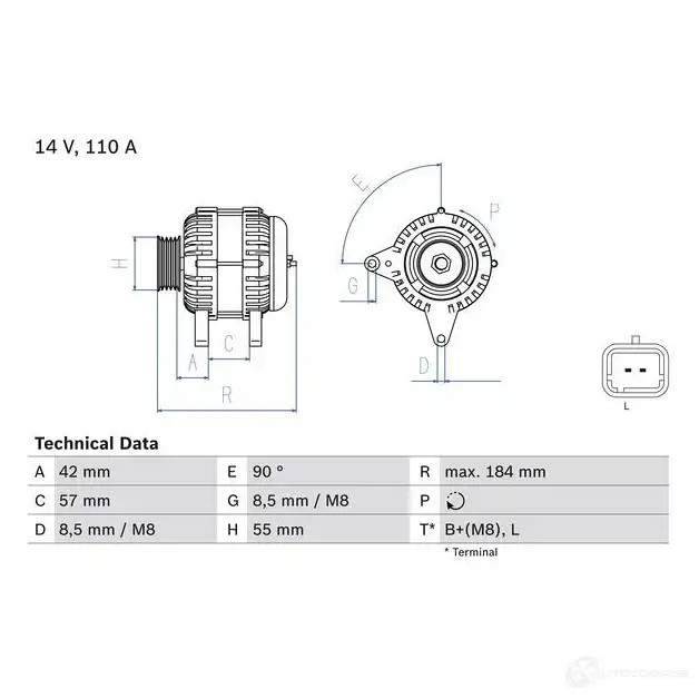 Генератор BOSCH 48 61 333126 0986048611 AGA31N