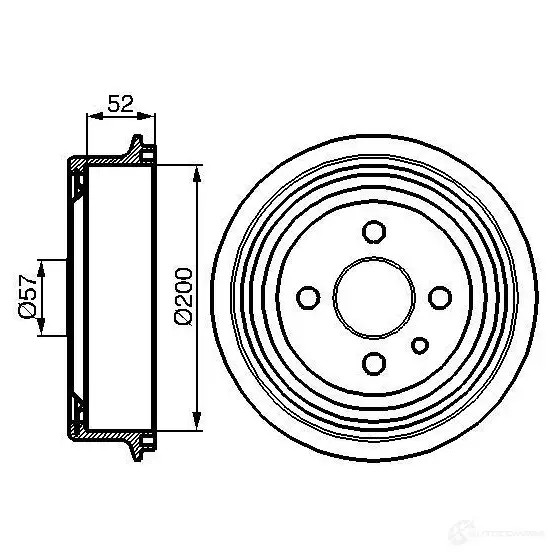 Тормозной барабан BOSCH DB0 97 338455 0986477018 2SYLDE