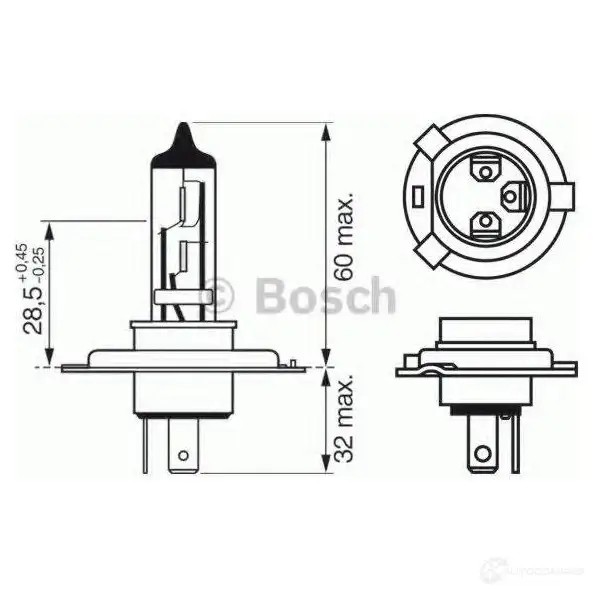 Лампа галогеновая H4 75/70 Вт 24 В BOSCH E1 2F9 350400 1987302441 24V 75/70W H4 TRUCKLIGHT