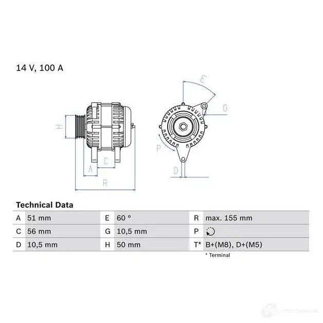 Генератор BOSCH 0986041330 PVJBR9Q 332627 413 3