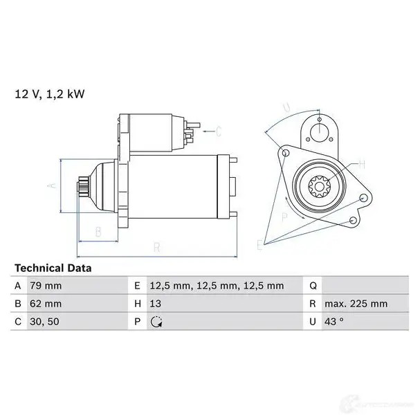 Стартер BOSCH 2 587 331911 0986025870 I3H9KNJ