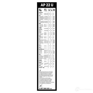 Щетка стеклоочистителя BOSCH 3397006835 AP 22 U J2KE2R 1193517387