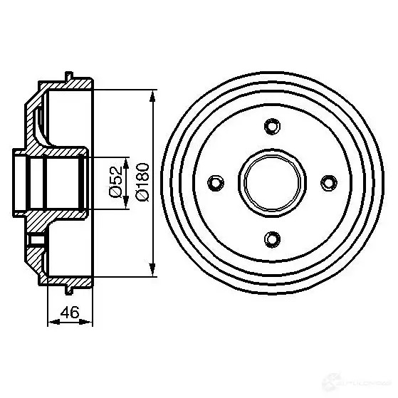 Тормозной барабан BOSCH 0XBKV 338519 0986477116 D B190