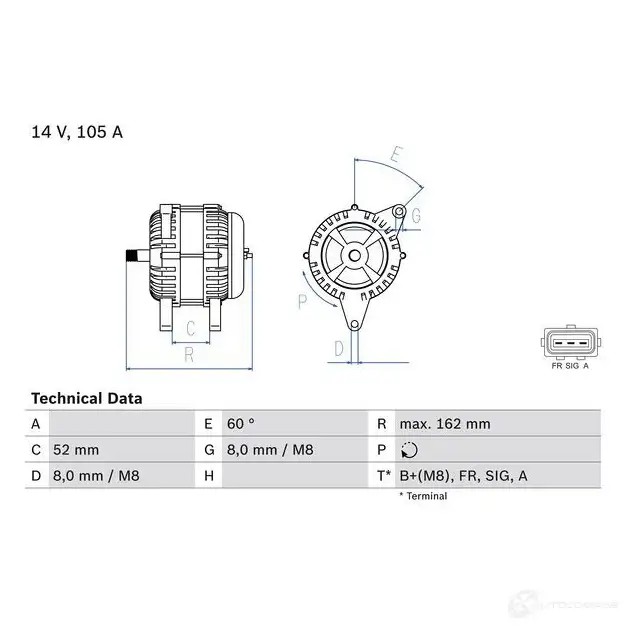 Генератор BOSCH 0986081090 333342 8 109 DTUUJPI