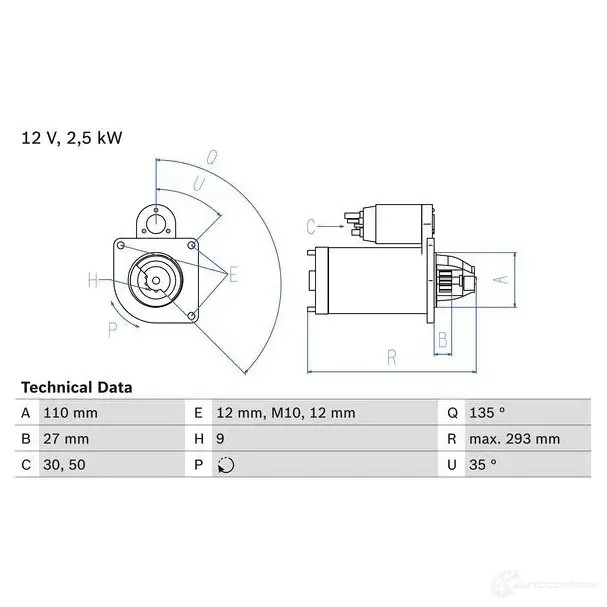Стартер BOSCH PNSKVT 331488 193 2 0986019320