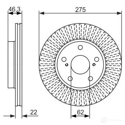 Тормозной диск BOSCH 339593 0986479341 PO1FYM2 BD1 229