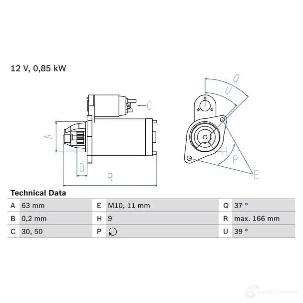 Стартер BOSCH 331813 2 419 3O3HC 0986024190