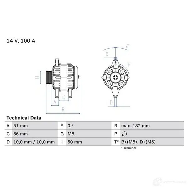 Генератор BOSCH 436 8 S07V6L 332796 0986043680