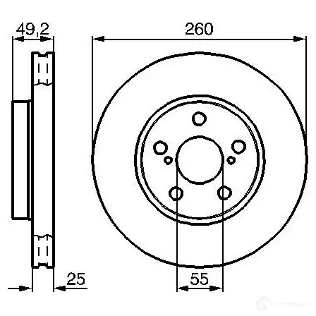 Тормозной диск BOSCH 338931 0986478451 SG4A68 BD 382