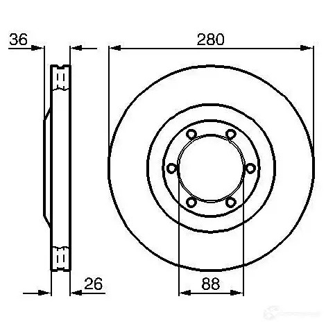 Тормозной диск BOSCH E1 90 R - 02C0074/0454 0986478437 BD368 338918