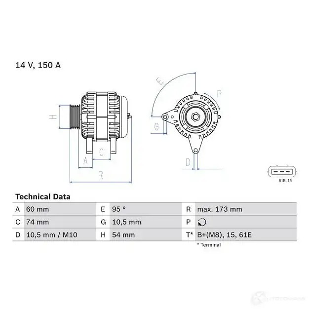 Генератор BOSCH 4 503 332881 0986045031 3Q8GP0B