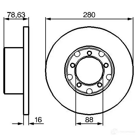 Тормозной диск BOSCH 0986478201 BD16 1 AKO8UUJ 338783
