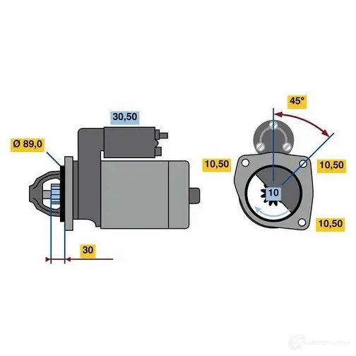 Стартер BOSCH 0001262020 HX95-M 12V (R) 6QR47D5 102042597