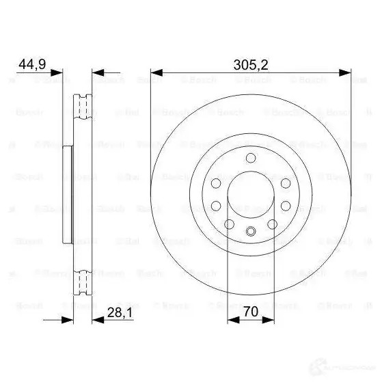 Тормозной диск BOSCH 339577 0986479325 BD1179 E1 90 R - 02C0339/0252